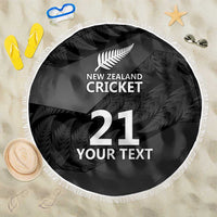 New Zealand Cricket Custom Beach Blanket Potae Pango Black Fern Pattern LT9 One Size 150cm Black - Polynesian Pride