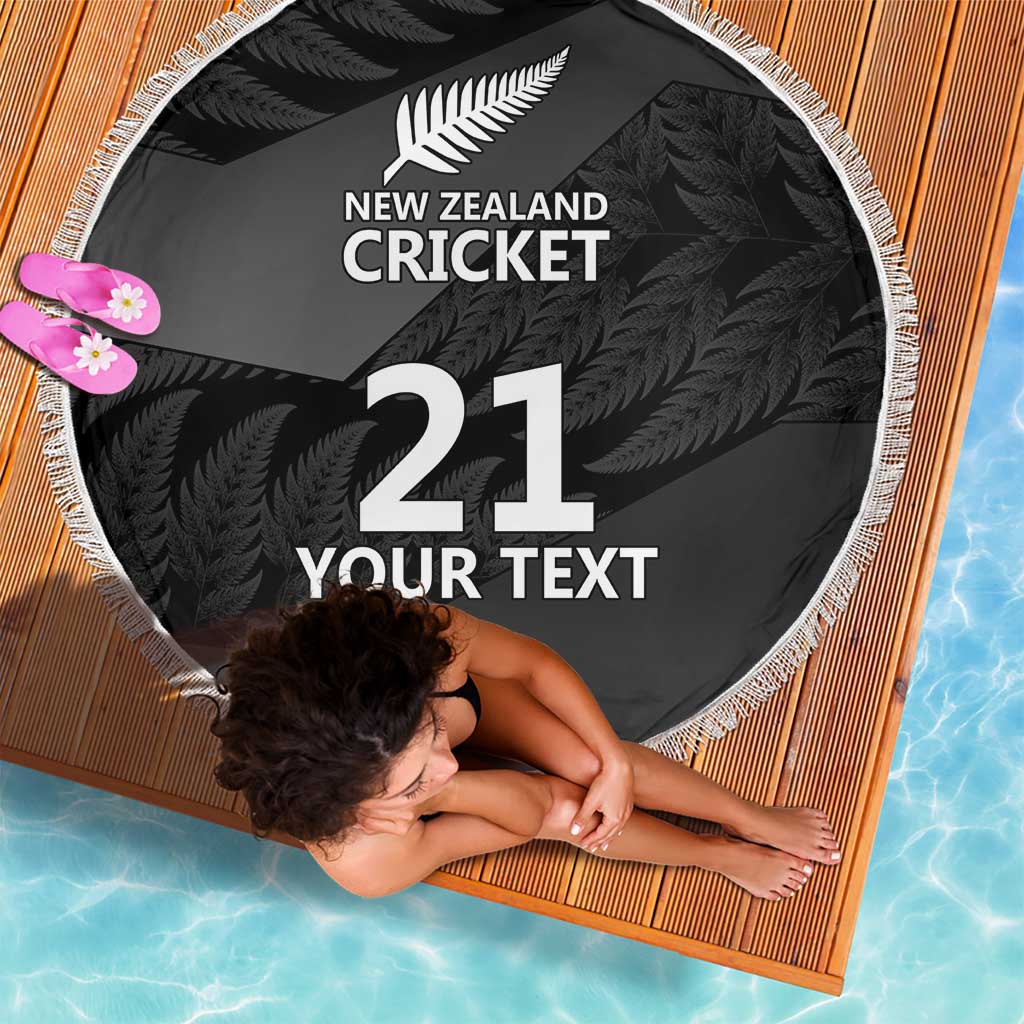 New Zealand Cricket Custom Beach Blanket Potae Pango Black Fern Pattern LT9 - Polynesian Pride
