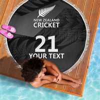 New Zealand Cricket Custom Beach Blanket Potae Pango Black Fern Pattern LT9 - Polynesian Pride