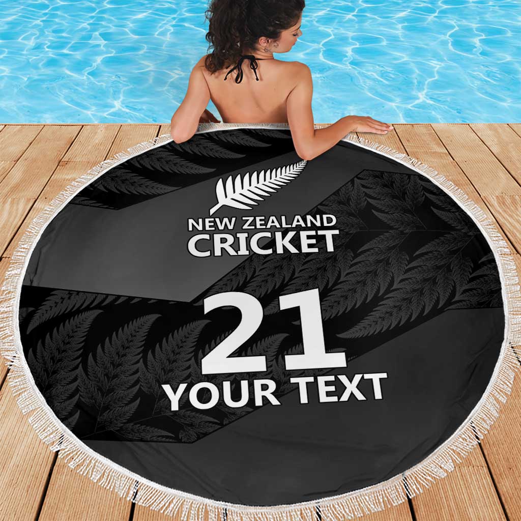 New Zealand Cricket Custom Beach Blanket Potae Pango Black Fern Pattern LT9 - Polynesian Pride