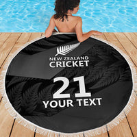 New Zealand Cricket Custom Beach Blanket Potae Pango Black Fern Pattern LT9 - Polynesian Pride