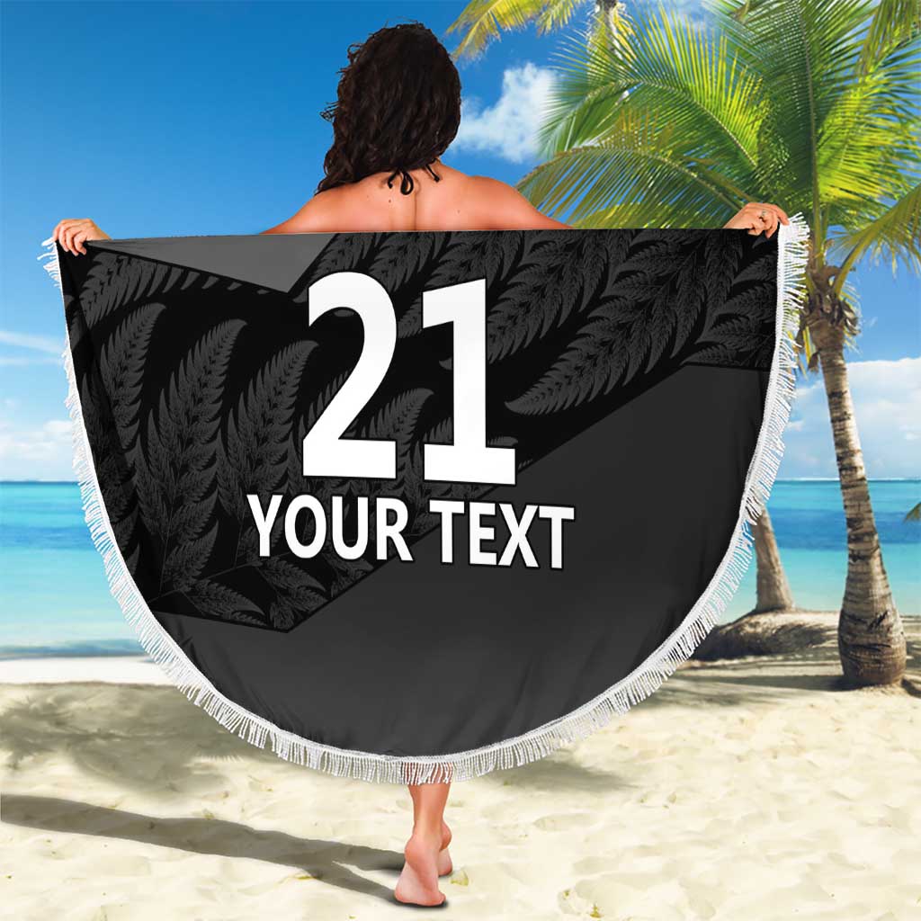 New Zealand Cricket Custom Beach Blanket Potae Pango Black Fern Pattern LT9 - Polynesian Pride