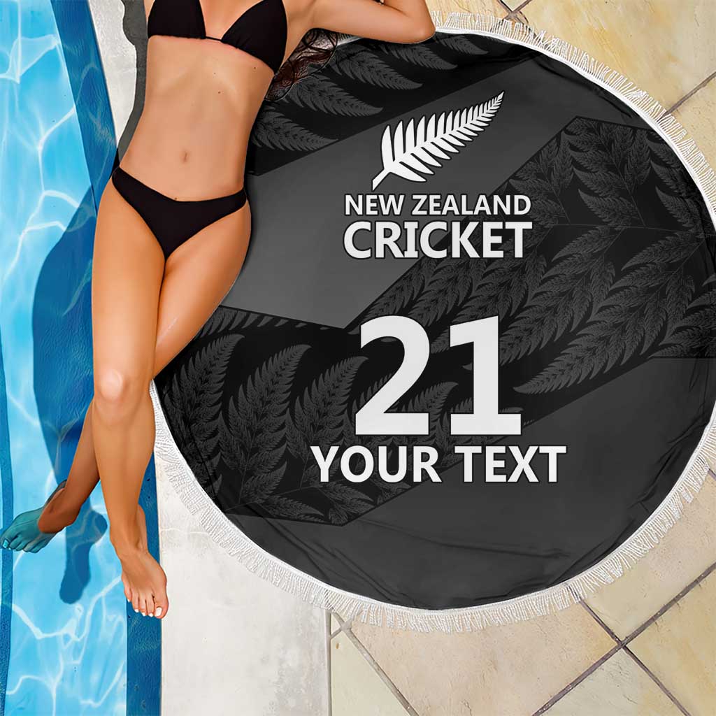 New Zealand Cricket Custom Beach Blanket Potae Pango Black Fern Pattern LT9 - Polynesian Pride