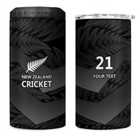 New Zealand Cricket Custom 4 in 1 Can Cooler Tumbler Potae Pango Black Fern Pattern LT9 One Size: 16 oz Black - Polynesian Pride