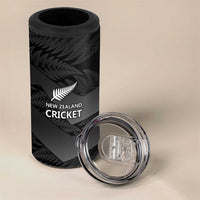New Zealand Cricket Custom 4 in 1 Can Cooler Tumbler Potae Pango Black Fern Pattern LT9 - Polynesian Pride