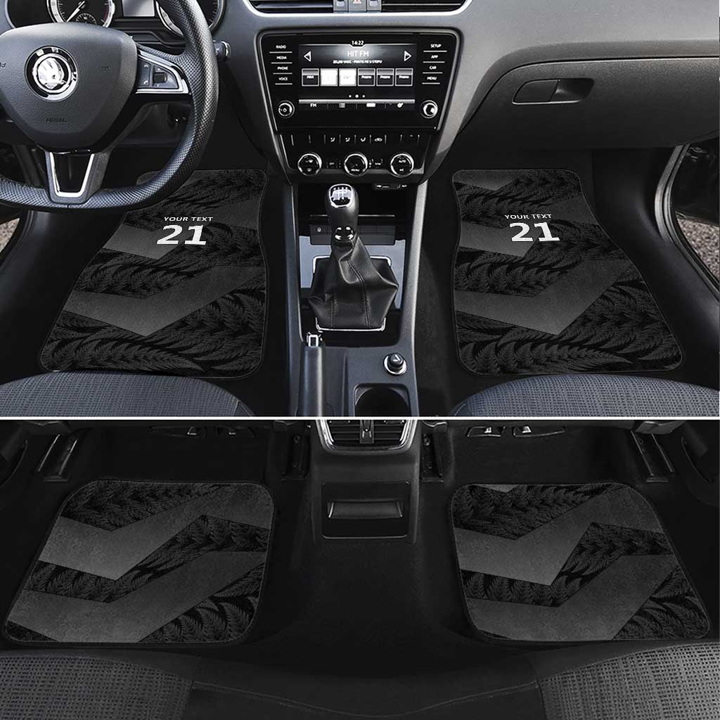 New Zealand Cricket Custom Car Mats Potae Pango Black Fern Pattern LT9 Set 4pcs Black - Polynesian Pride