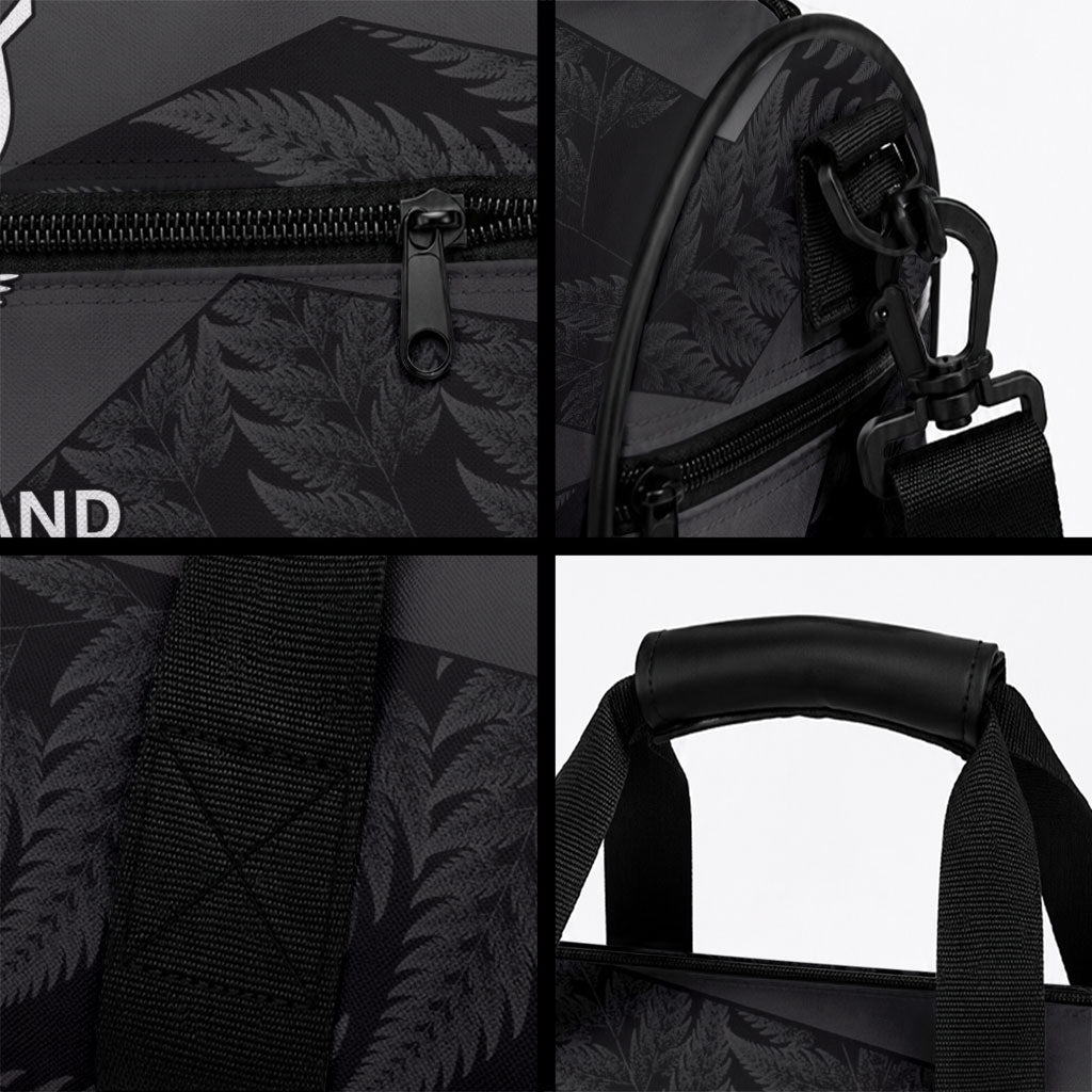 New Zealand Cricket Custom Duffle Bag Potae Pango Black Fern Pattern LT9 - Polynesian Pride