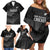 New Zealand Cricket Custom Family Matching Off Shoulder Short Dress and Hawaiian Shirt Potae Pango Black Fern Pattern