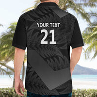New Zealand Cricket Custom Hawaiian Shirt Potae Pango Black Fern Pattern LT9 - Polynesian Pride