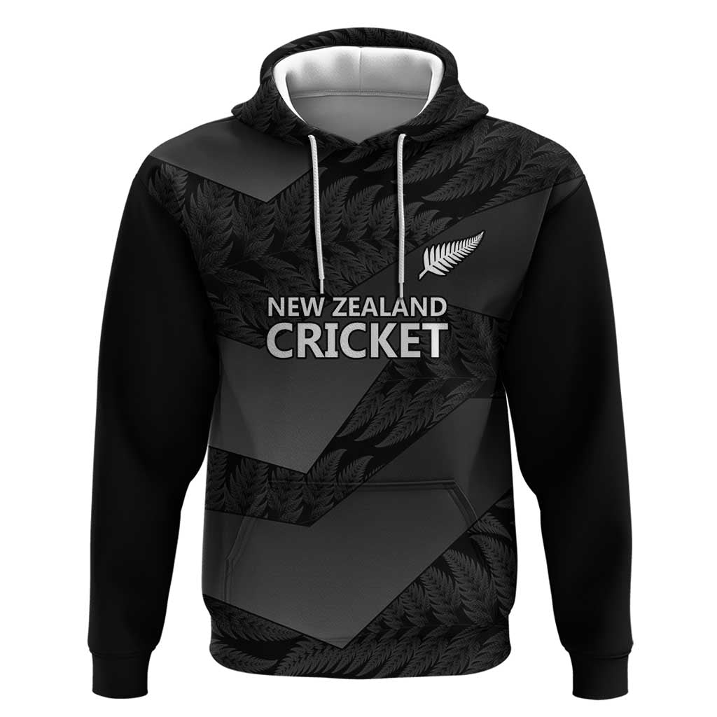 New Zealand Cricket Custom Hoodie Potae Pango Black Fern Pattern