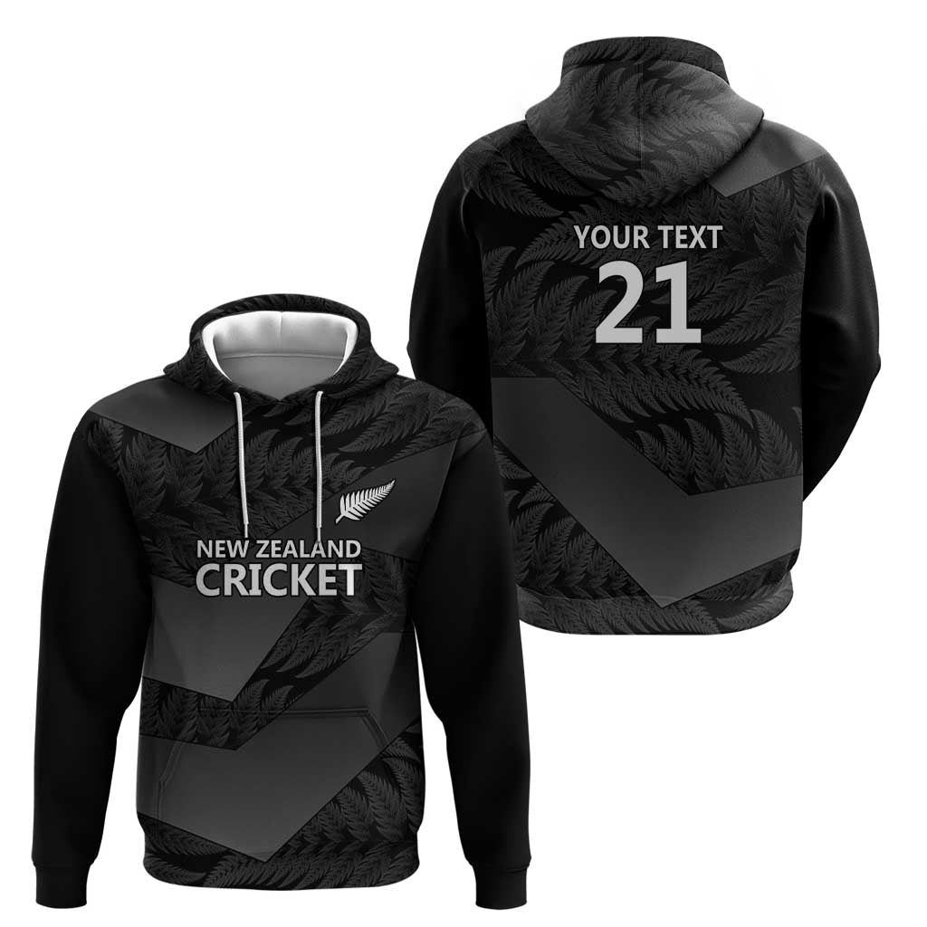 New Zealand Cricket Custom Hoodie Potae Pango Black Fern Pattern