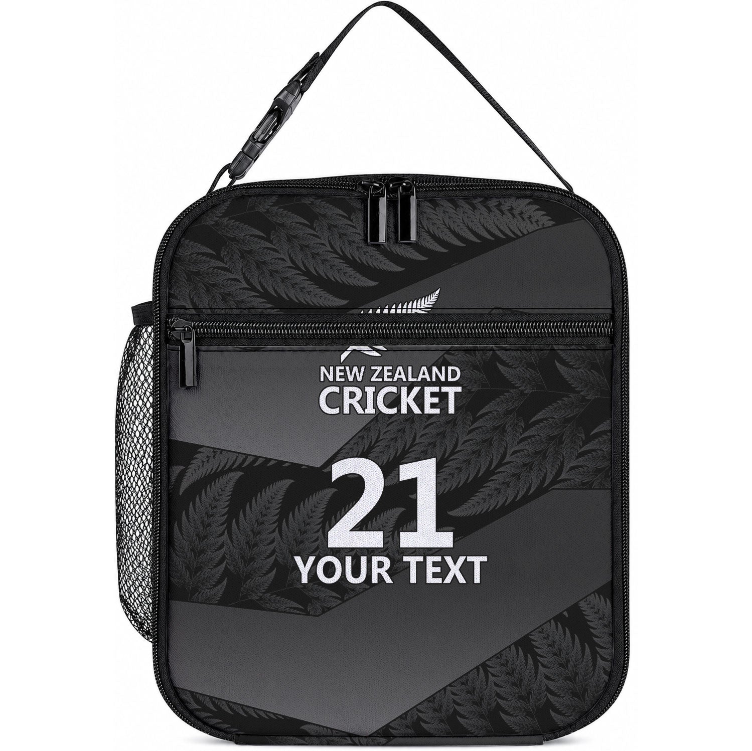 New Zealand Cricket Custom Lunch Bag Potae Pango Black Fern Pattern LT9 10.2 × 8.3 × 4.3 inch Black - Polynesian Pride