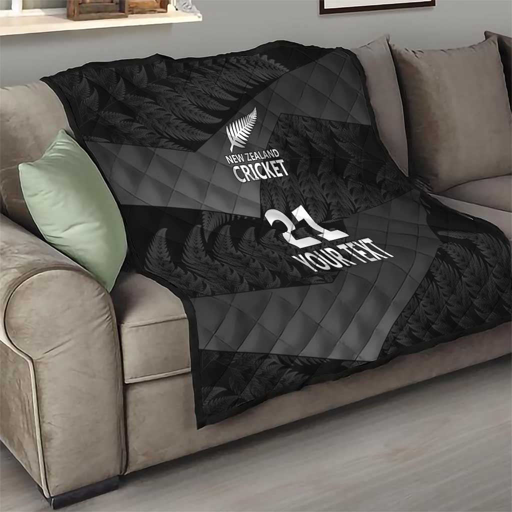 New Zealand Cricket Custom Quilt Potae Pango Black Fern Pattern