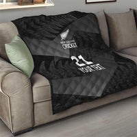 New Zealand Cricket Custom Quilt Potae Pango Black Fern Pattern