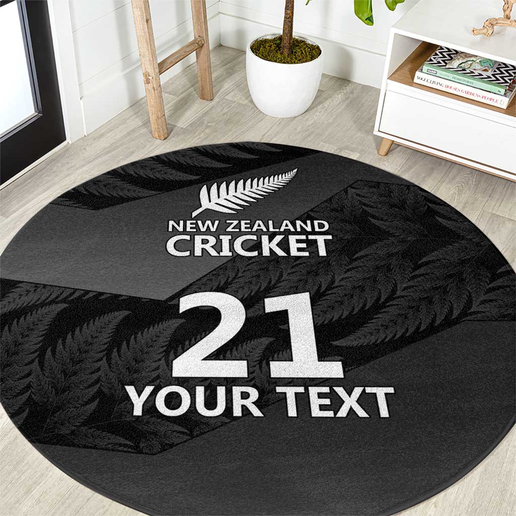 New Zealand Cricket Custom Round Carpet Potae Pango Black Fern Pattern