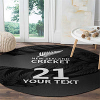 New Zealand Cricket Custom Round Carpet Potae Pango Black Fern Pattern