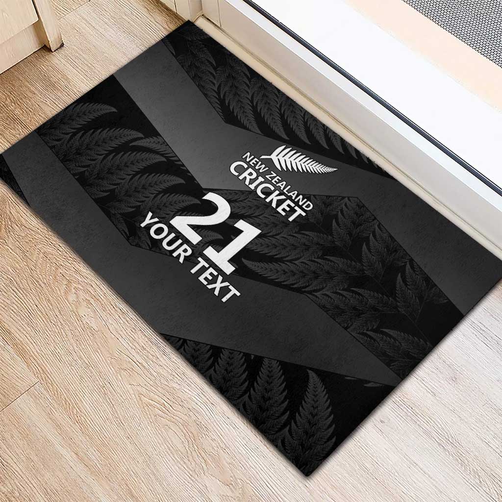 New Zealand Cricket Custom Rubber Doormat Potae Pango Black Fern Pattern LT9 - Polynesian Pride