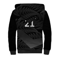 New Zealand Cricket Custom Sherpa Hoodie Potae Pango Black Fern Pattern LT9 - Polynesian Pride