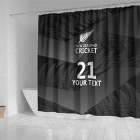 New Zealand Cricket Custom Shower Curtain Potae Pango Black Fern Pattern
