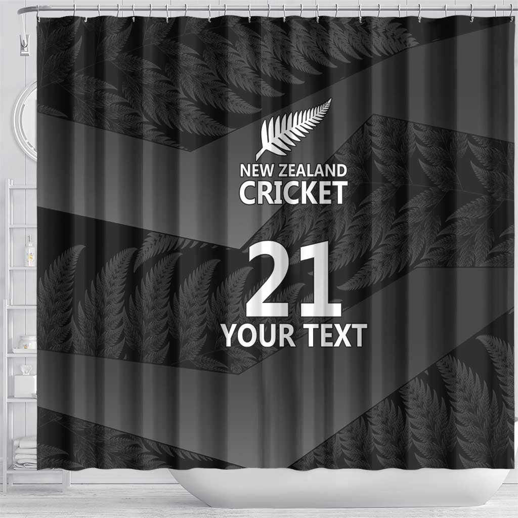 New Zealand Cricket Custom Shower Curtain Potae Pango Black Fern Pattern
