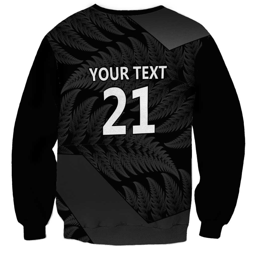 New Zealand Cricket Custom Sweatshirt Potae Pango Black Fern Pattern LT9 - Polynesian Pride