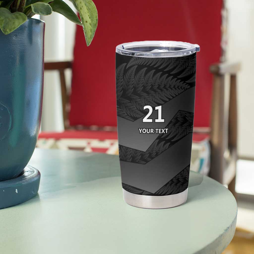 New Zealand Cricket Custom Tumbler Cup Potae Pango Black Fern Pattern LT9 - Polynesian Pride