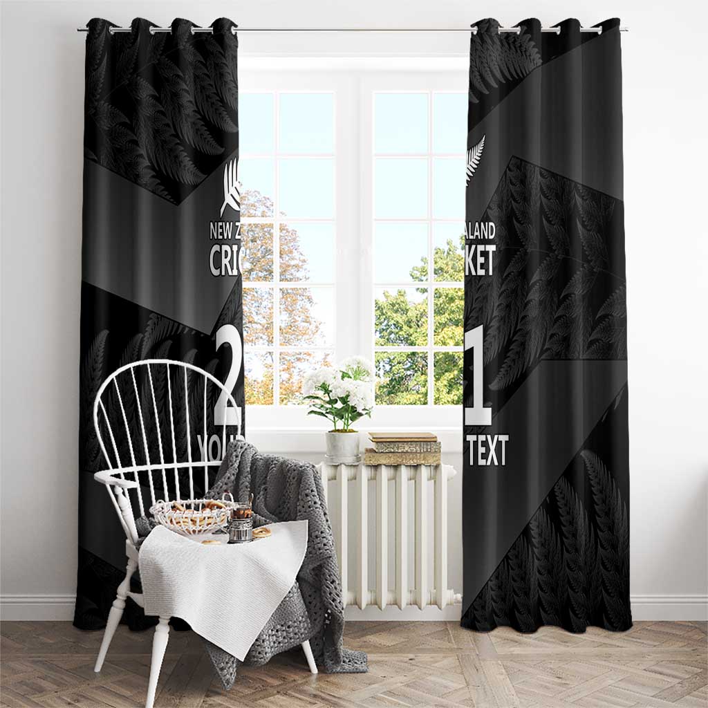 New Zealand Cricket Custom Window Curtain Potae Pango Black Fern Pattern LT9 - Polynesian Pride
