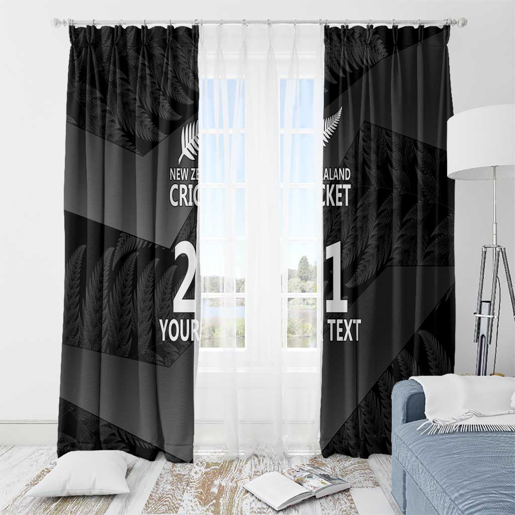 New Zealand Cricket Custom Window Curtain Potae Pango Black Fern Pattern LT9 - Polynesian Pride