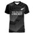 New Zealand Cricket Custom Women V-Neck T-Shirt Potae Pango Black Fern Pattern