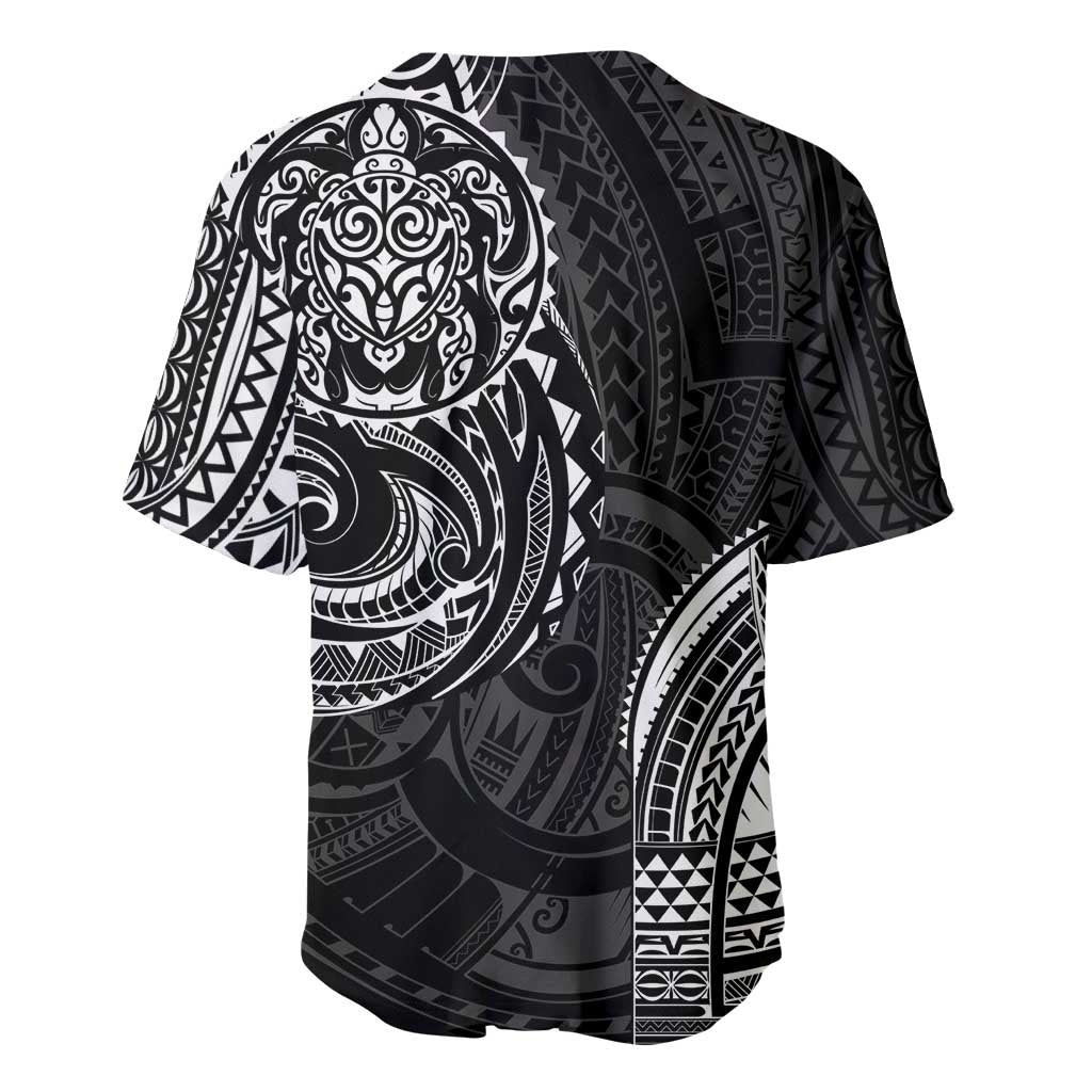 Polynesian Turtle Tribal Tattoo Baseball Jersey Black Style