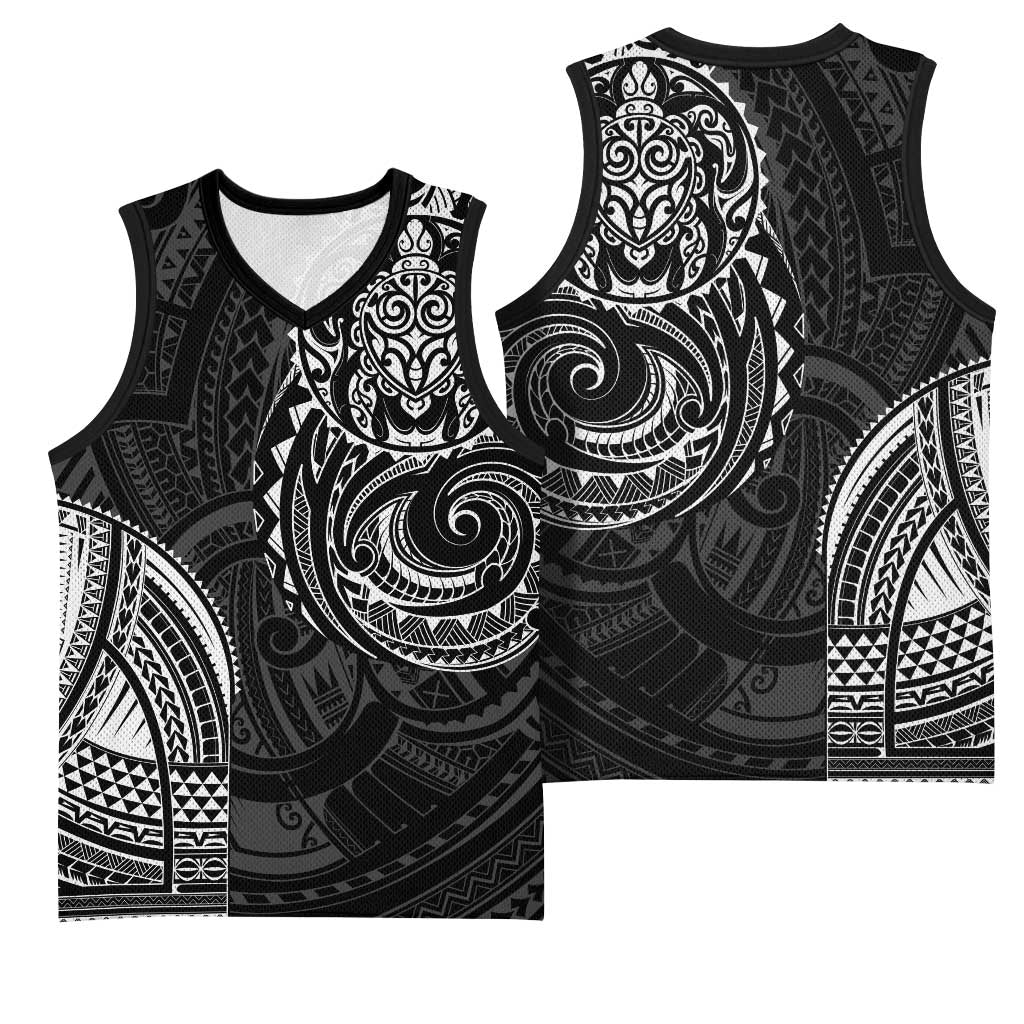 Polynesian Turtle Tribal Tattoo Basketball Jersey Black Style LT9 - Polynesian Pride