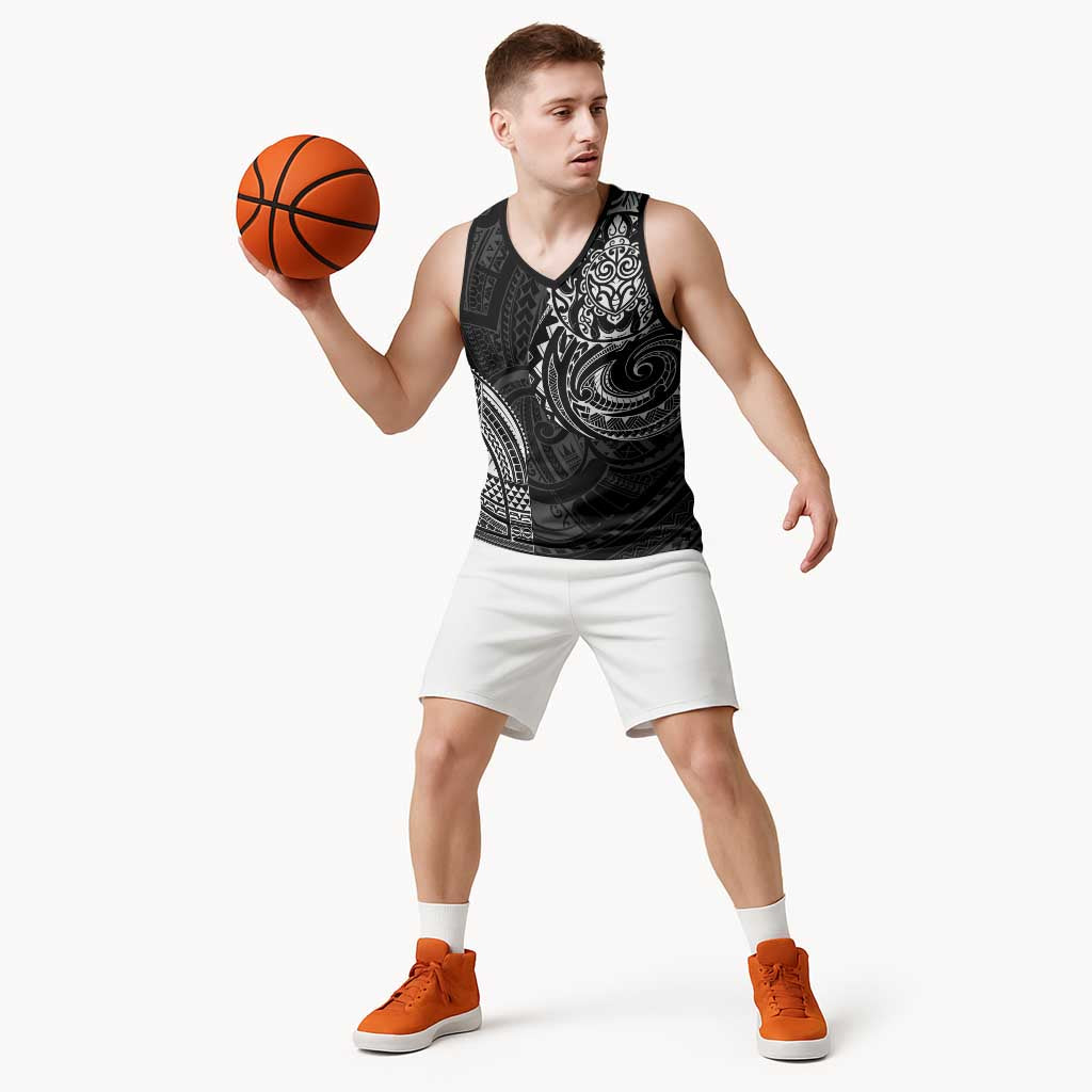 Polynesian Turtle Tribal Tattoo Basketball Jersey Black Style LT9 - Polynesian Pride