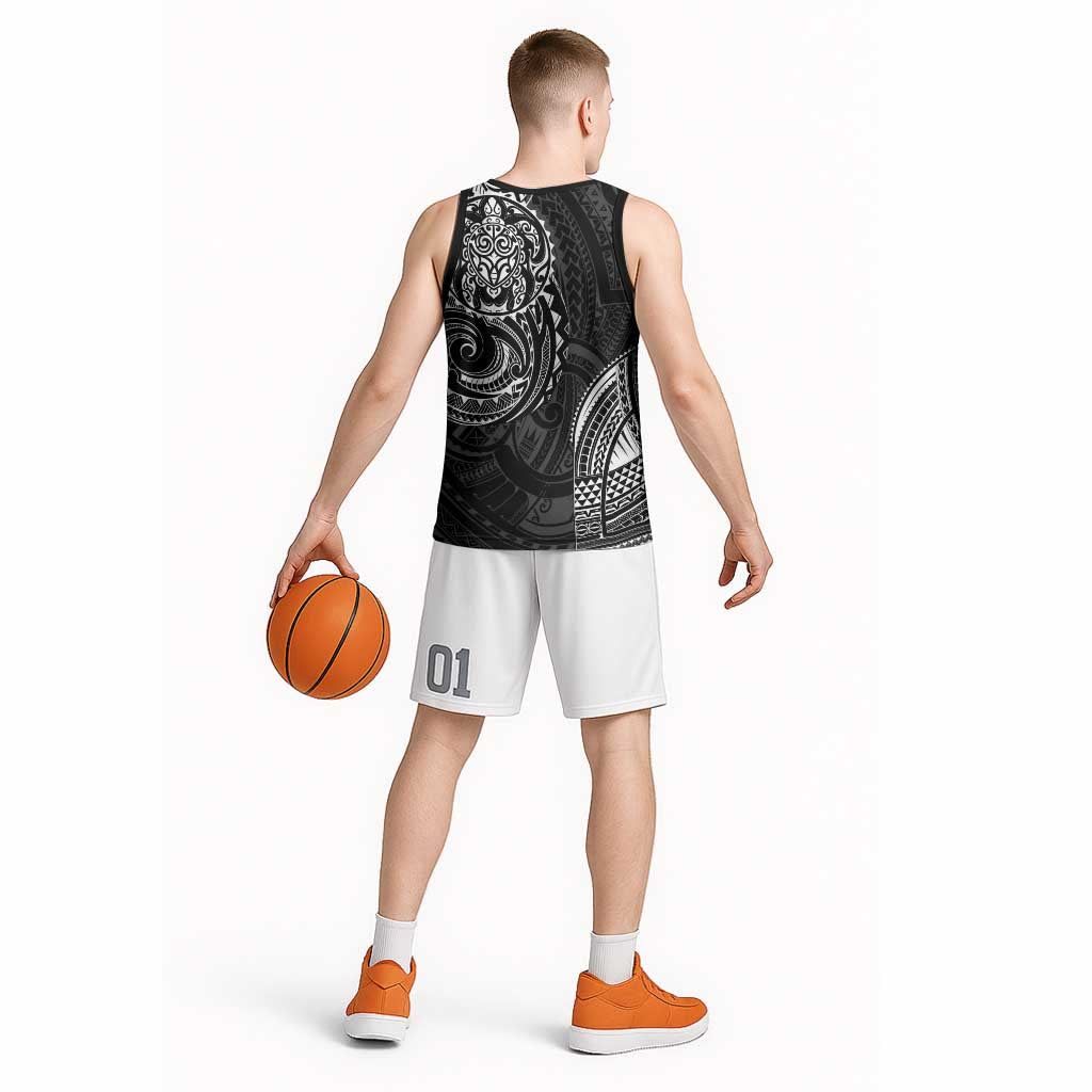Polynesian Turtle Tribal Tattoo Basketball Jersey Black Style LT9 - Polynesian Pride