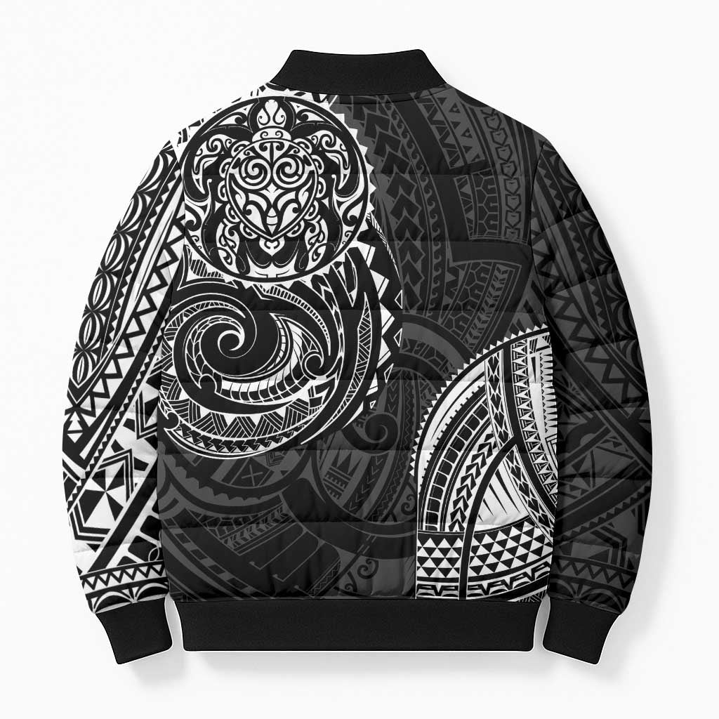 Polynesian Turtle Tribal Tattoo Bomber Puffer Jacket Black Style LT9 - Polynesian Pride