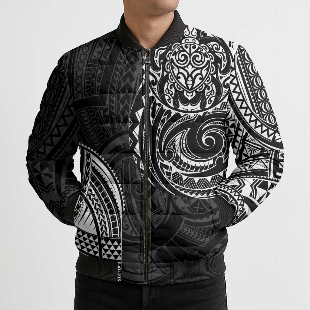 Polynesian Turtle Tribal Tattoo Bomber Puffer Jacket Black Style LT9 - Polynesian Pride