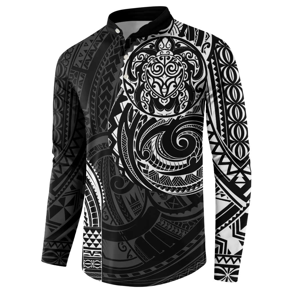 Polynesian Turtle Tribal Tattoo Button Sweatshirt Black Style LT9 - Polynesian Pride