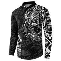 Polynesian Turtle Tribal Tattoo Button Sweatshirt Black Style LT9 - Polynesian Pride