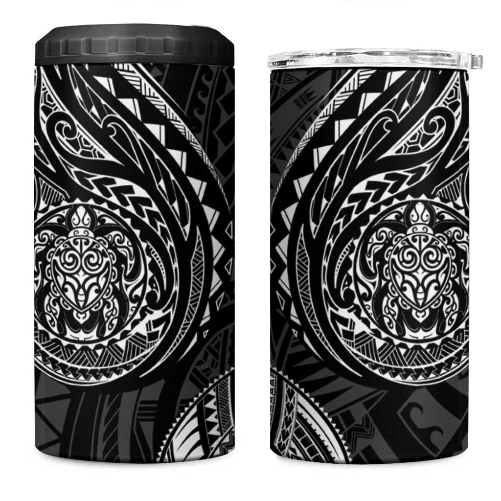 Polynesian Turtle Tribal Tattoo 4 in 1 Can Cooler Tumbler Black Style LT9 One Size: 16 oz Black - Polynesian Pride