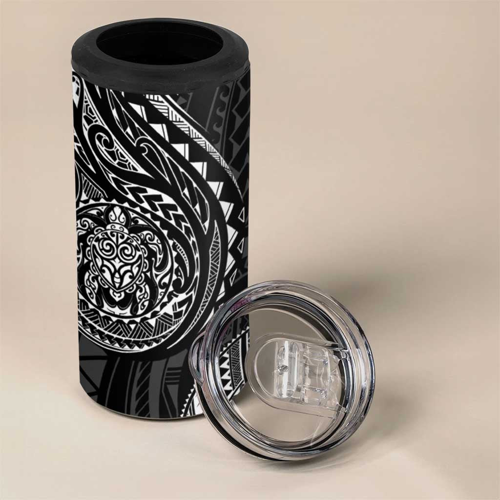 Polynesian Turtle Tribal Tattoo 4 in 1 Can Cooler Tumbler Black Style LT9 - Polynesian Pride