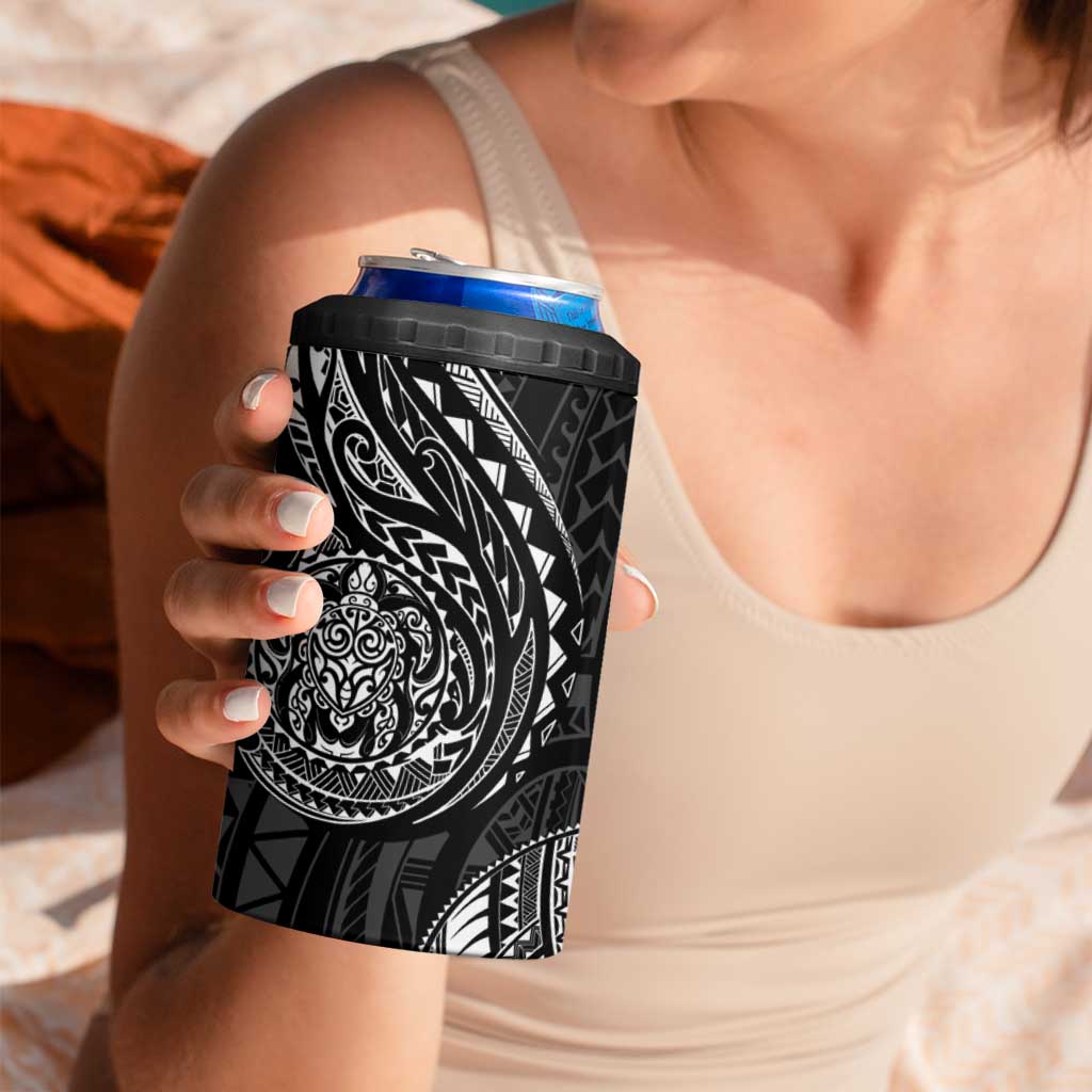 Polynesian Turtle Tribal Tattoo 4 in 1 Can Cooler Tumbler Black Style LT9 - Polynesian Pride