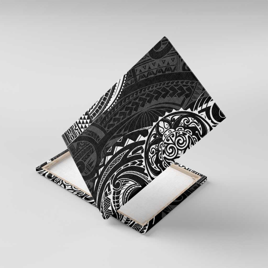 Polynesian Turtle Tribal Tattoo Canvas Wall Art Black Style LT9 With Frame Black - Polynesian Pride