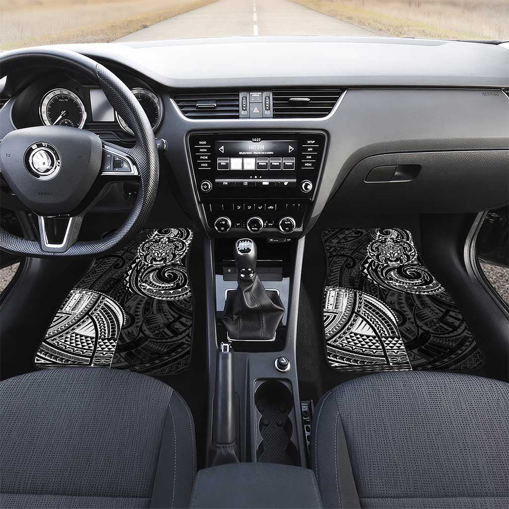 Polynesian Turtle Tribal Tattoo Car Mats Black Style LT9 Set 2pcs - Front Black - Polynesian Pride