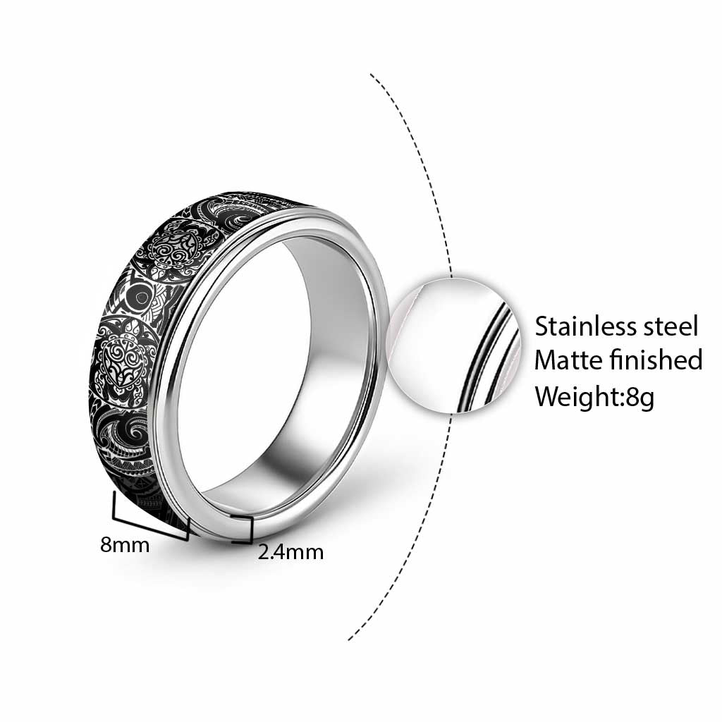Polynesian Turtle Tribal Tattoo Classic Ring Black Style LT9 - Polynesian Pride