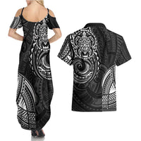 Polynesian Turtle Tribal Tattoo Couples Matching Summer Maxi Dress and Hawaiian Shirt Black Style LT9 - Polynesian Pride