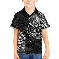 Polynesian Turtle Tribal Tattoo Family Matching Off Shoulder Maxi Dress and Hawaiian Shirt Black Style