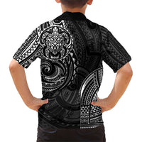 Polynesian Turtle Tribal Tattoo Family Matching Short Sleeve Bodycon Dress and Hawaiian Shirt Black Style