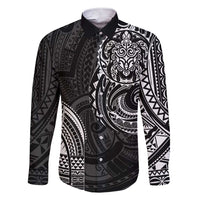 Polynesian Turtle Tribal Tattoo Family Matching Short Sleeve Bodycon Dress and Hawaiian Shirt Black Style