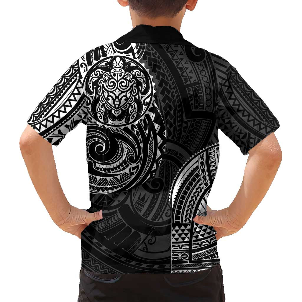 Polynesian Turtle Tribal Tattoo Family Matching Summer Maxi Dress and Hawaiian Shirt Black Style LT9 - Polynesian Pride