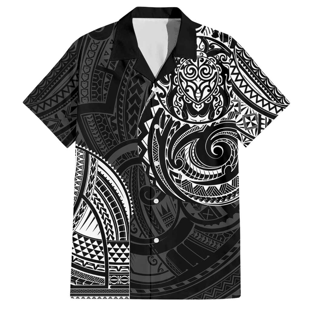 Polynesian Turtle Tribal Tattoo Hawaiian Shirt Black Style