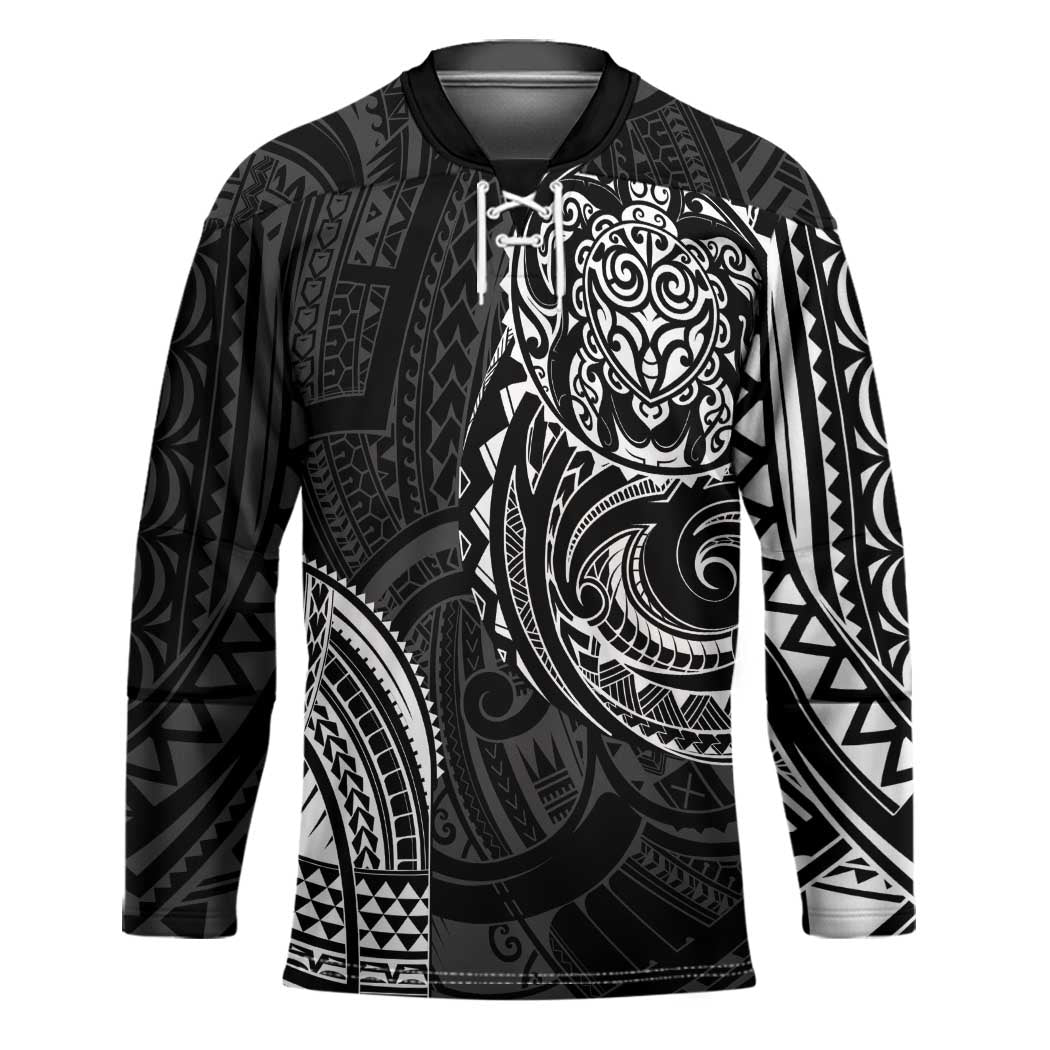 Polynesian Turtle Tribal Tattoo Hockey Jersey Black Style LT9 Unisex Black - Polynesian Pride